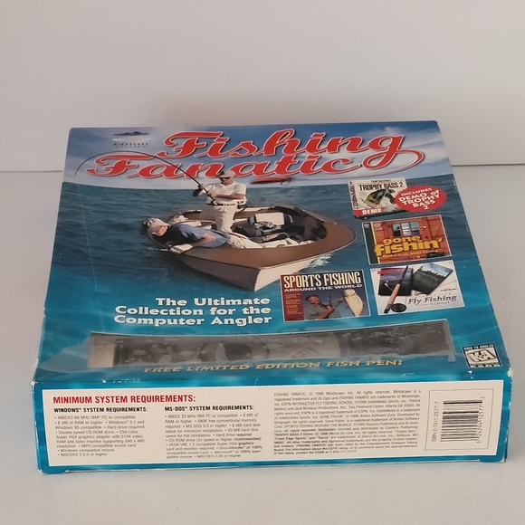 Ultra Rare Vintage FISHING FANATIC  (1996, PC CD-ROM) 3-Disc Boxset & Fish Pen. - Picture 3 of 13